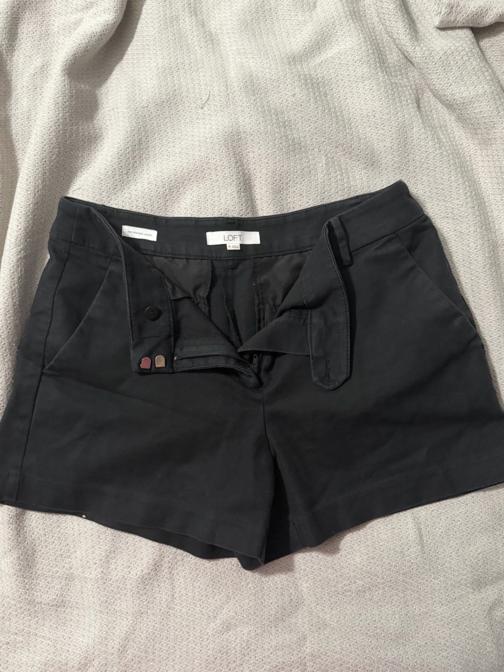 LOFT Black Tailored Chino Shorts